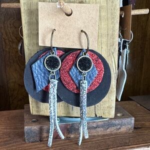 Elegant Black and Red Dangle Earrings